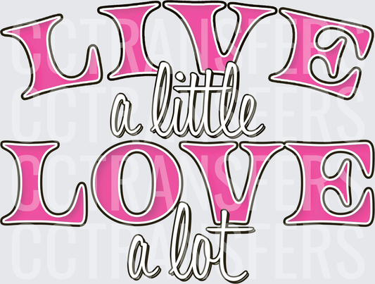 Live a Little Love a Lot Bold Pink Typography (DTF)