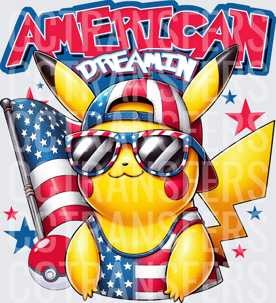 American Dreamin Patriotic Yellow Pocket Monster (DTF)
