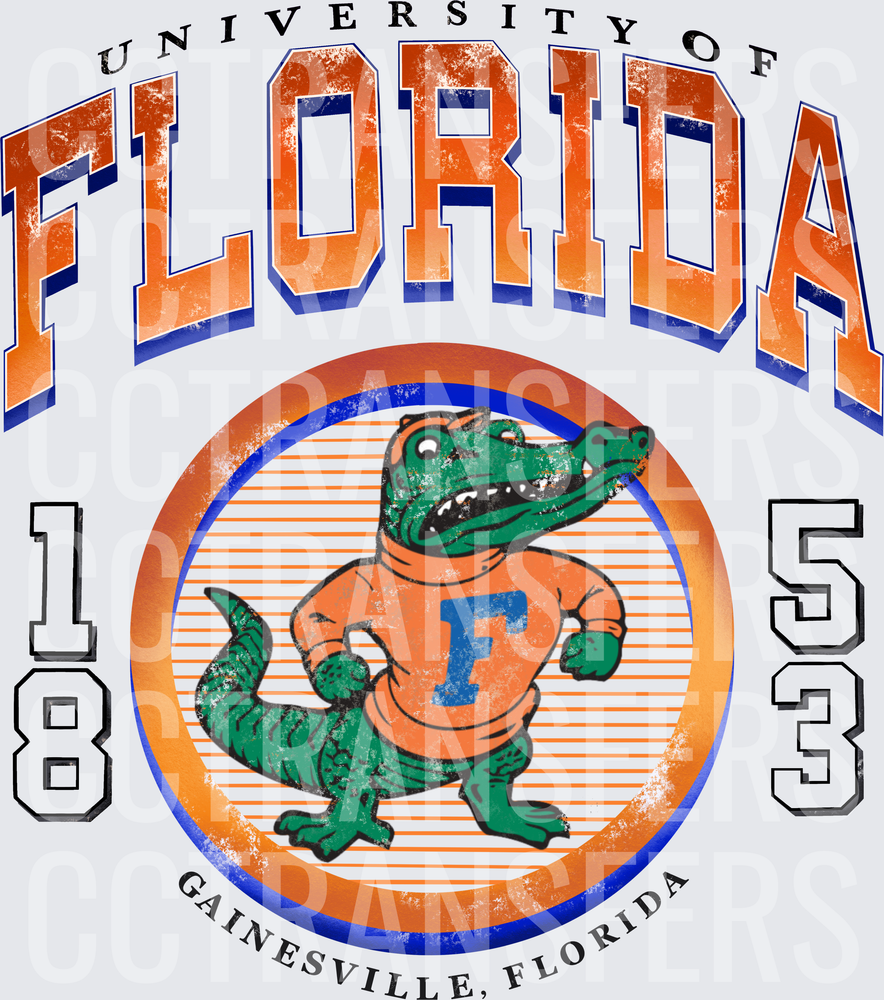 Vintage Gator Mascot Circle Badge 1853 Gainesville (DTF)