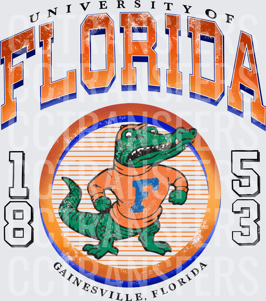 Vintage Gator Mascot Circle Badge 1853 Gainesville (DTF)