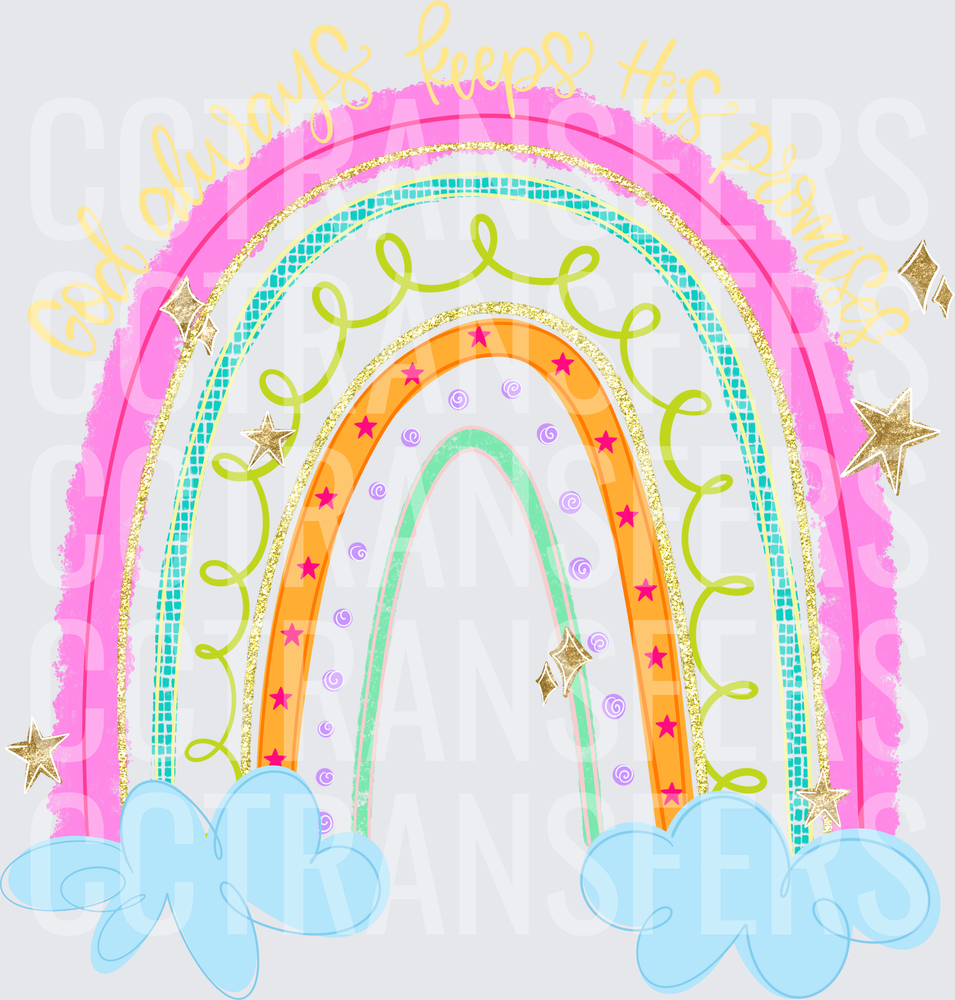 God Always Keeps His Promises Boho Rainbow (DTF)