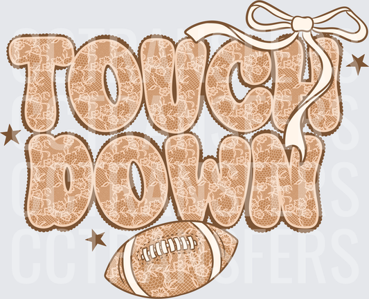 Touchdown Lace Floral Bow Football Stars (DTF)