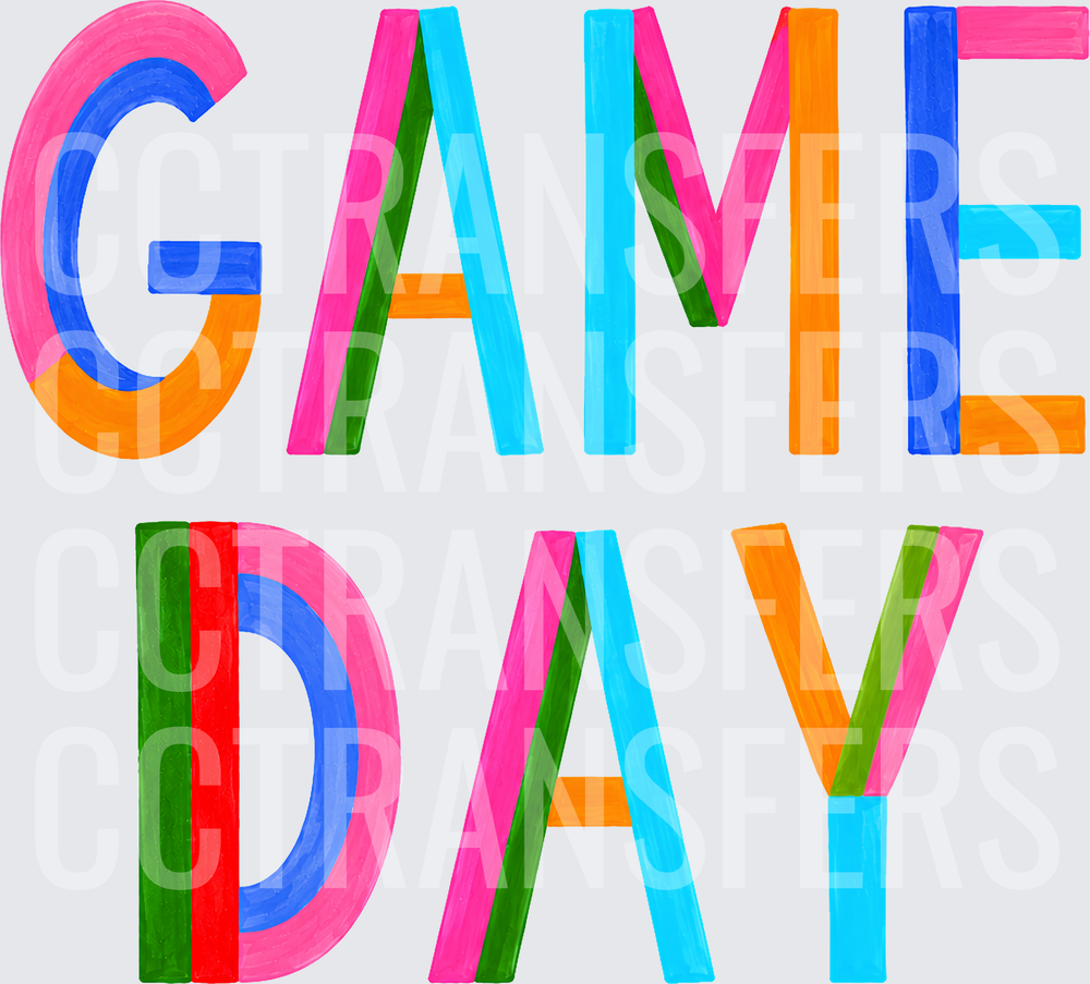 Colorful Multicolor Bold Game Day Lettering (DTF)
