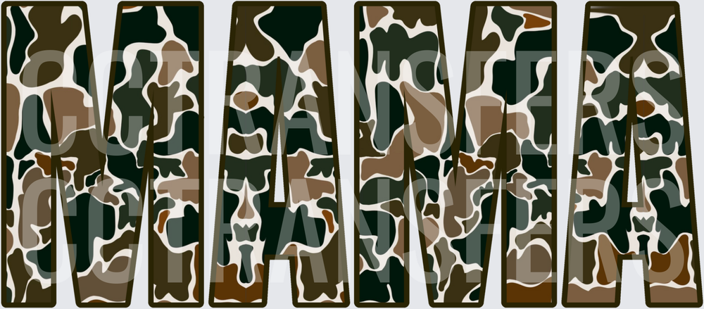 Mama Bold Letters Camo Pattern Print (DTF)
