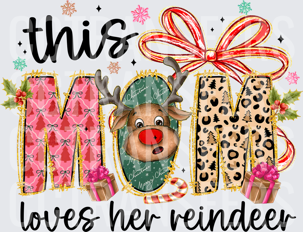 This Mom Loves Her Reindeer Christmas Leopard Holiday (DTF)