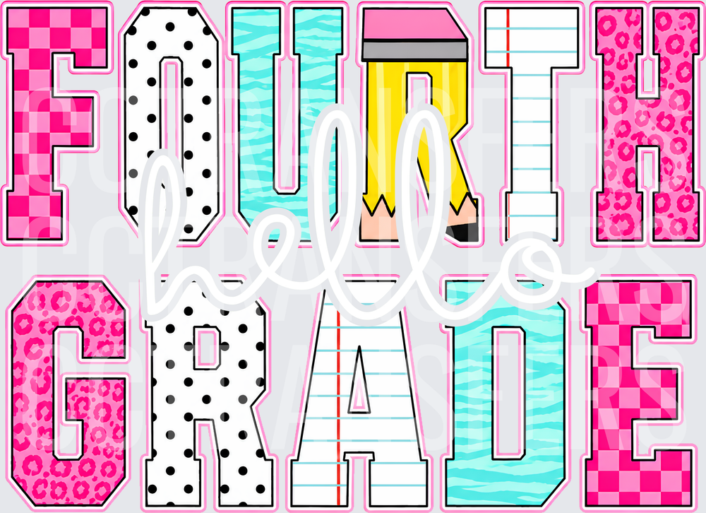 Fourth Grade Mixed Pattern School Letters (DTF)