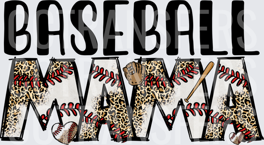 Baseball Mama Leopard Print Glove Bat Letters (DTF)