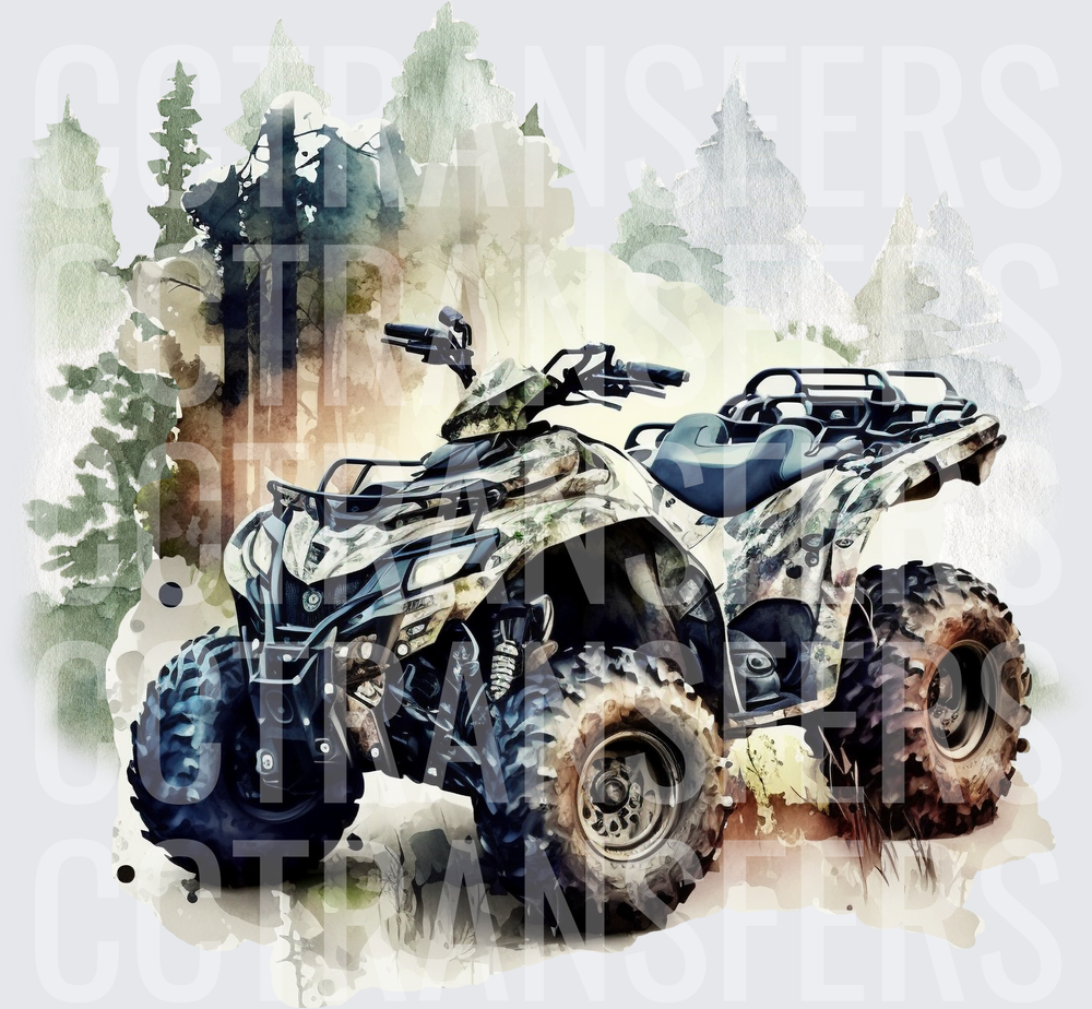 Camo ATV Watercolor Forest Off-Road Four Wheeler (DTF)