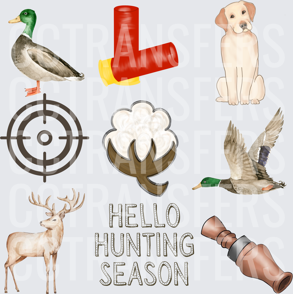 Hello Hunting Season Mallard Deer Lab Dog Bundle (DTF)