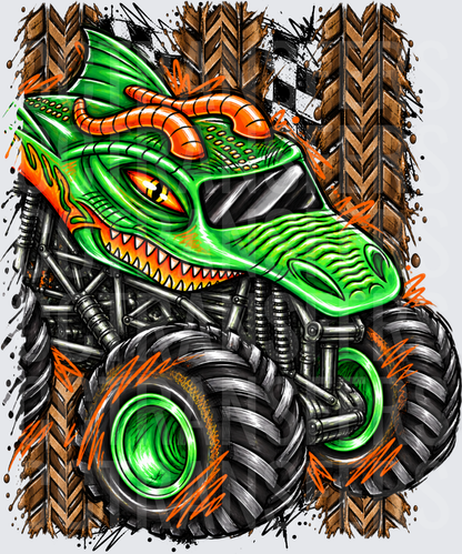 Green Dragon Monster Truck Mud Racing (DTF)