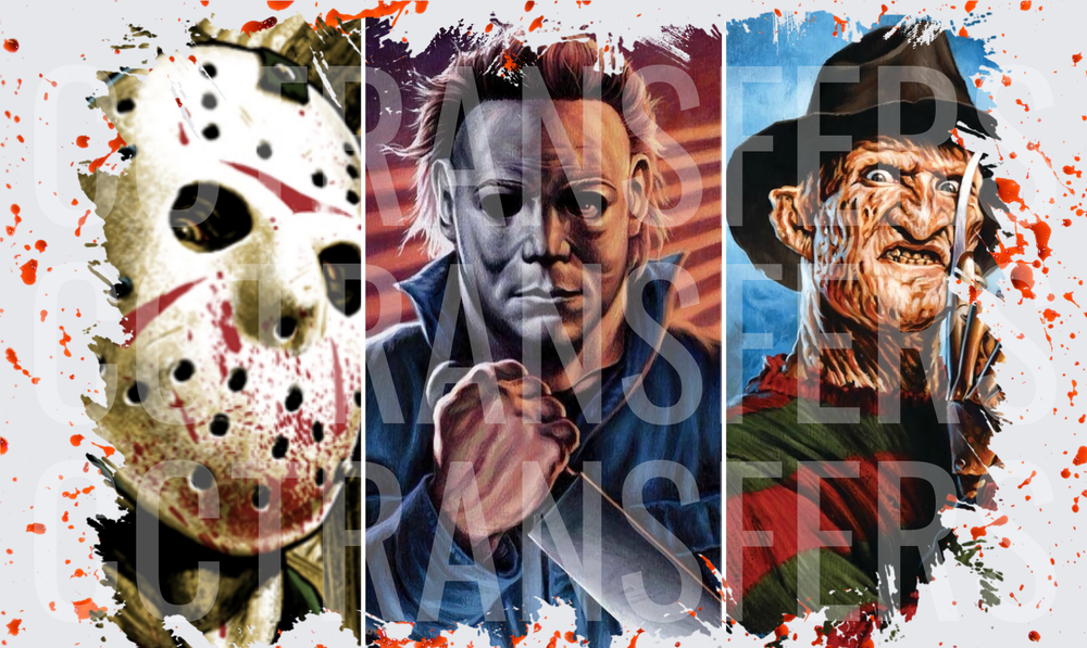 Horror Icons Trio Blood Splatter Slasher Villains (DTF)