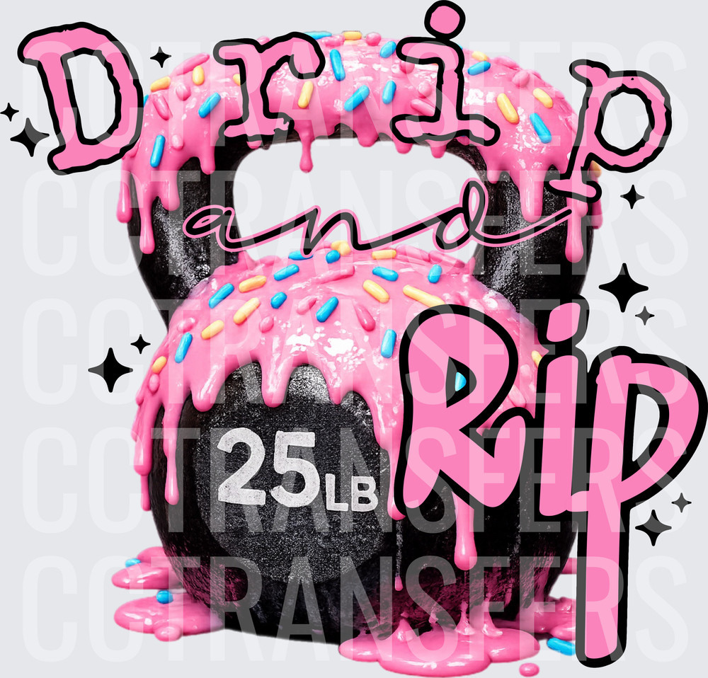 Drip and Rip Pink Frosted Sprinkle Kettlebell 25LB (DTF)