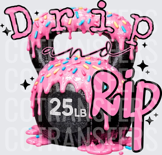 Drip and Rip Pink Frosted Sprinkle Kettlebell 25LB (DTF)