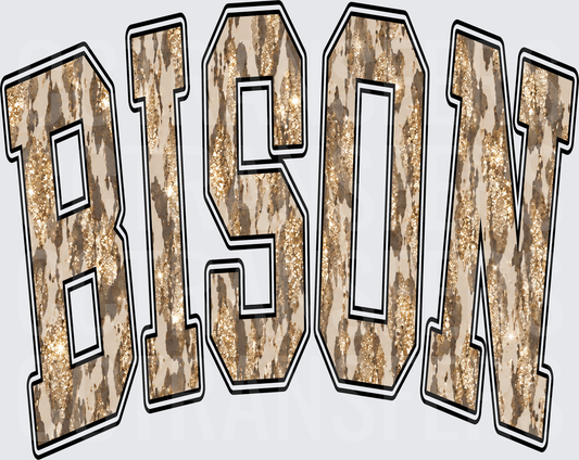 Bison Arched Varsity Glitter Cowhide Letters (DTF)