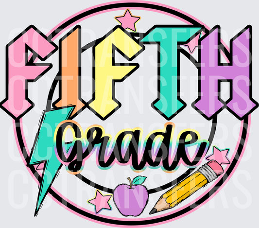 Fifth Grade Pastel Bold Retro School Design (DTF)