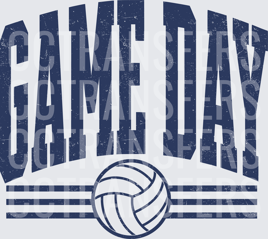 Game Day Volleyball Distressed Navy Arch Design (DTF)