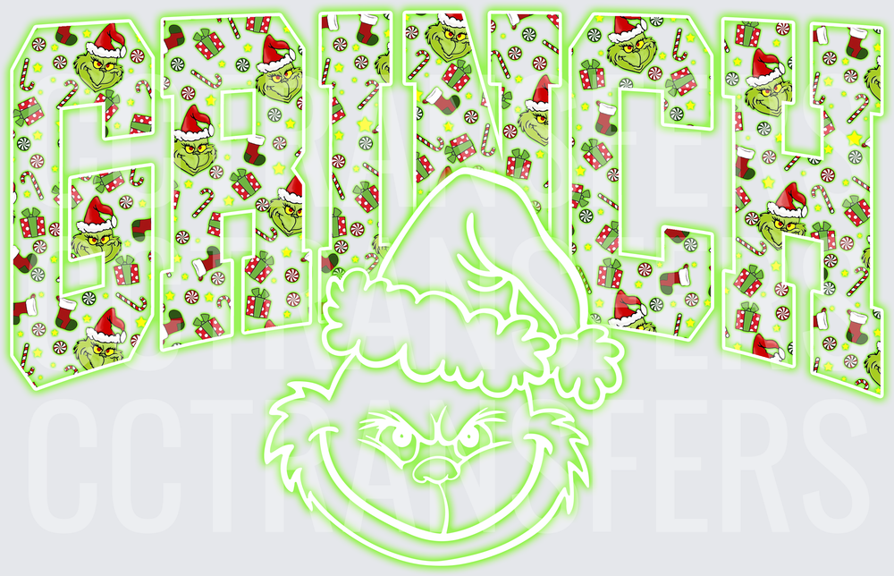 G-Man Christmas Pattern Letter Arch with Glowing Face (DTF)
