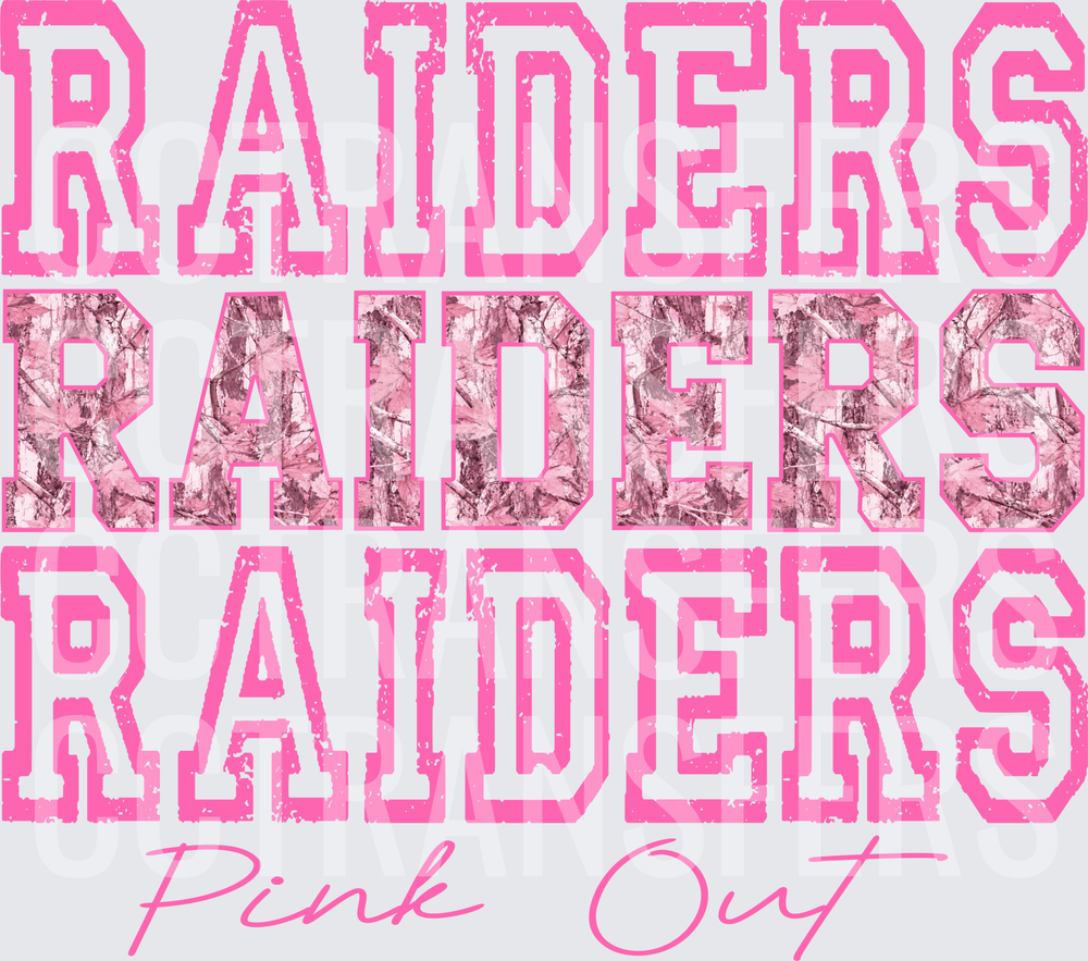 Raiders Pink Out Triple Stacked Pink Camo Varsity (DTF)
