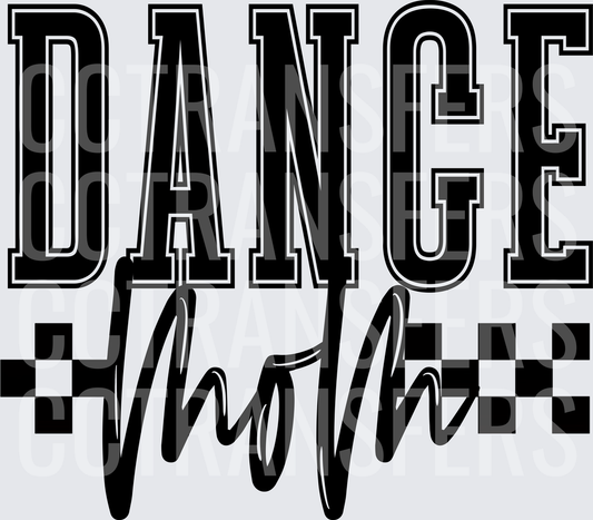 Dance Mom Bold Varsity Script Checkered Design (DTF)