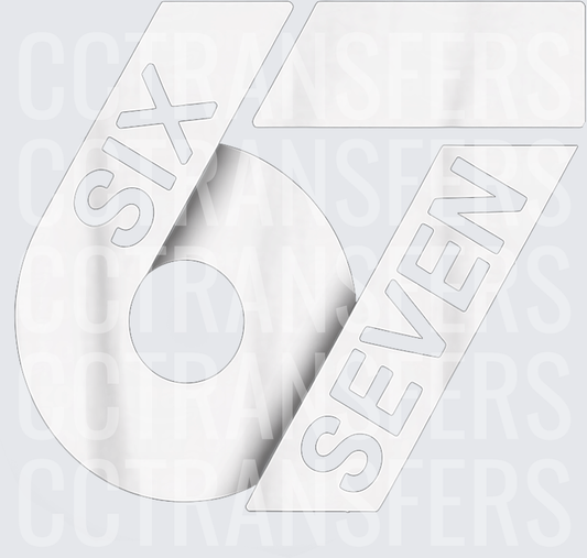 Six Seven Bold Number Typography Metallic Design (DTF)