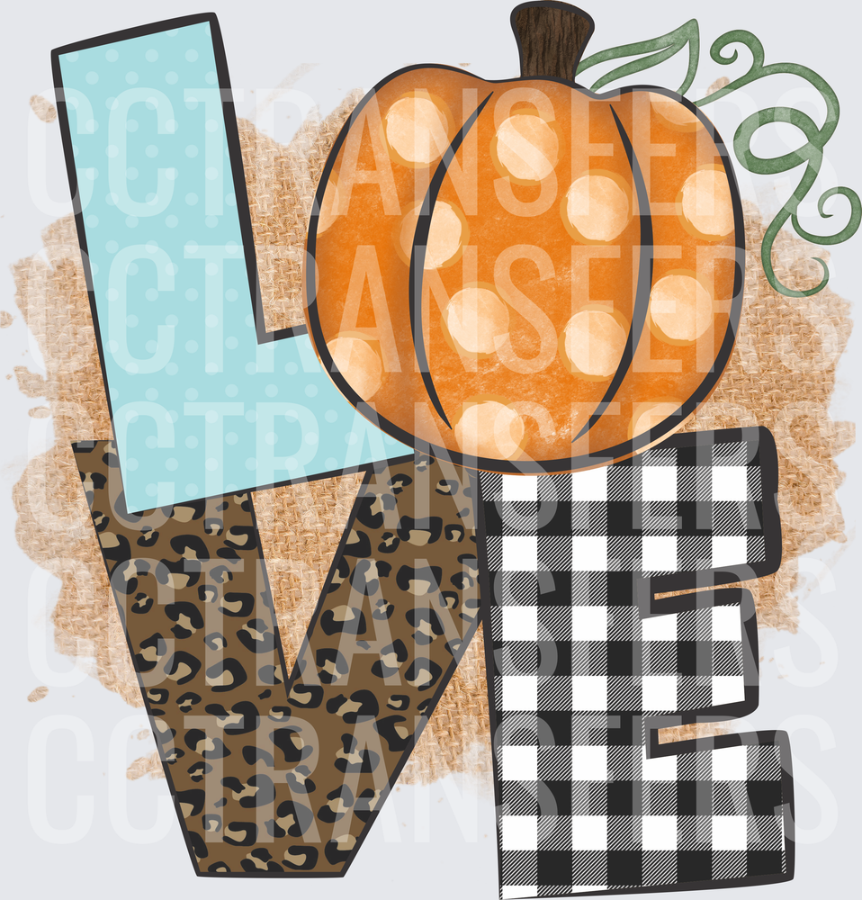 Fall LOVE Pumpkin Leopard Buffalo Plaid Letters (DTF)