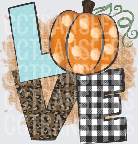 Fall LOVE Pumpkin Leopard Buffalo Plaid Letters (DTF)