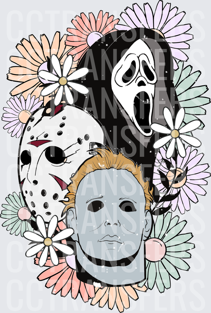 Ghostface Jason Voorhees Michael Myers Floral Horror (DTF)