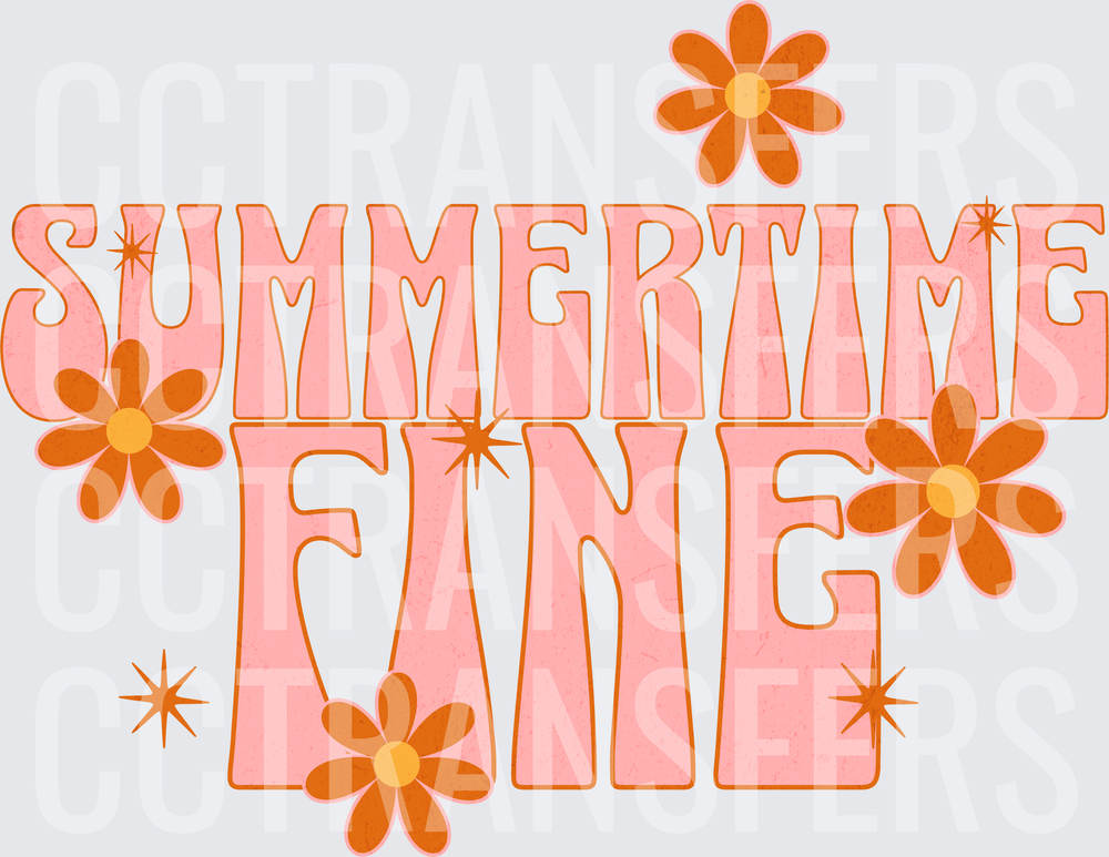 Summertime Fine Retro Groovy Daisy Floral Text (DTF)