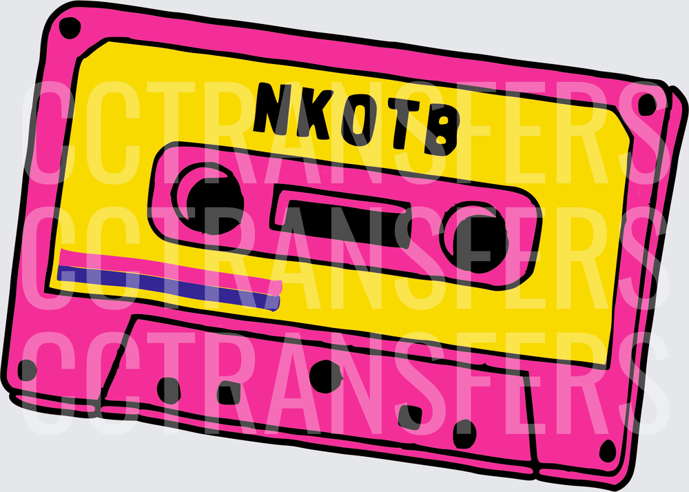 Retro Pink Yellow Cassette Tape NKOTB (DTF)