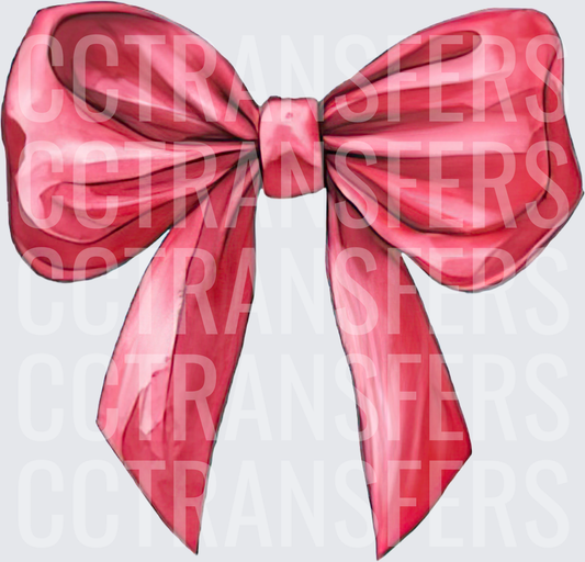 Watercolor Pink Satin Ribbon Bow (DTF)