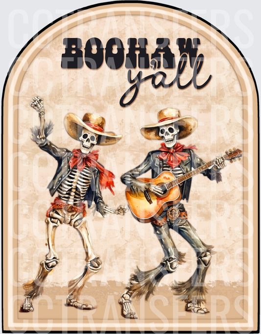 Boohaw Yall Dancing Cowboy Skeletons Guitar (DTF)