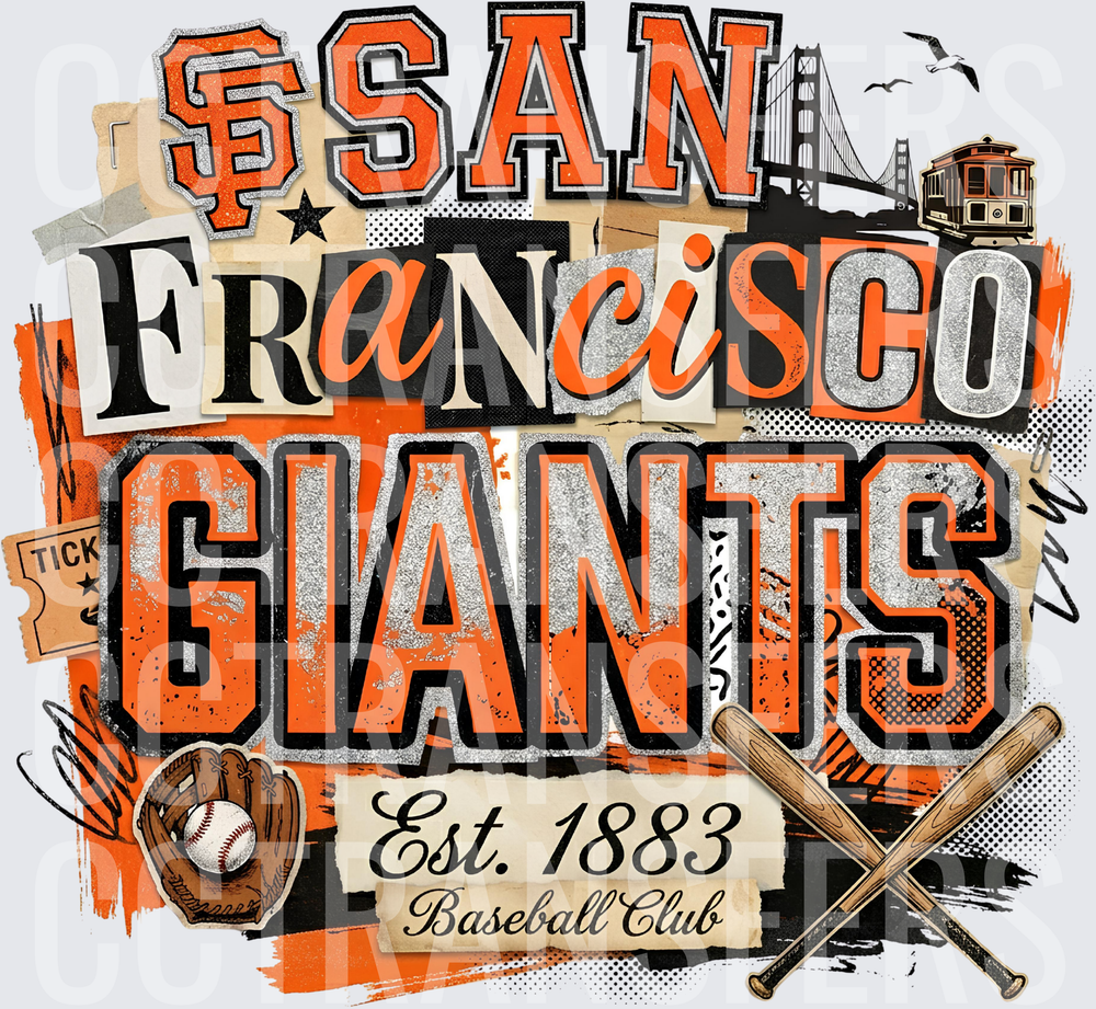 San Francisco Giants Est. 1883 Baseball Club Vintage Collage (DTF)