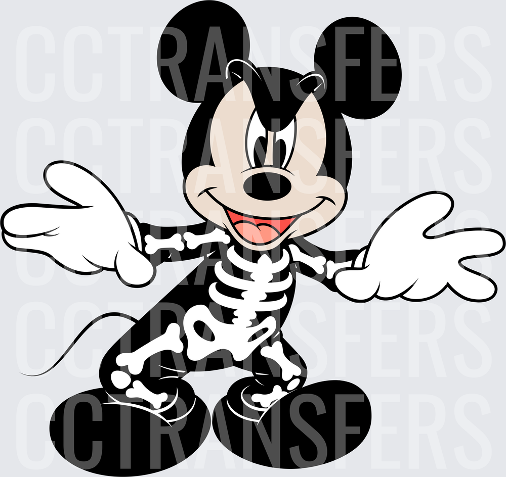 Smiling Cartoon Mouse Halloween Skeleton Costume (DTF)