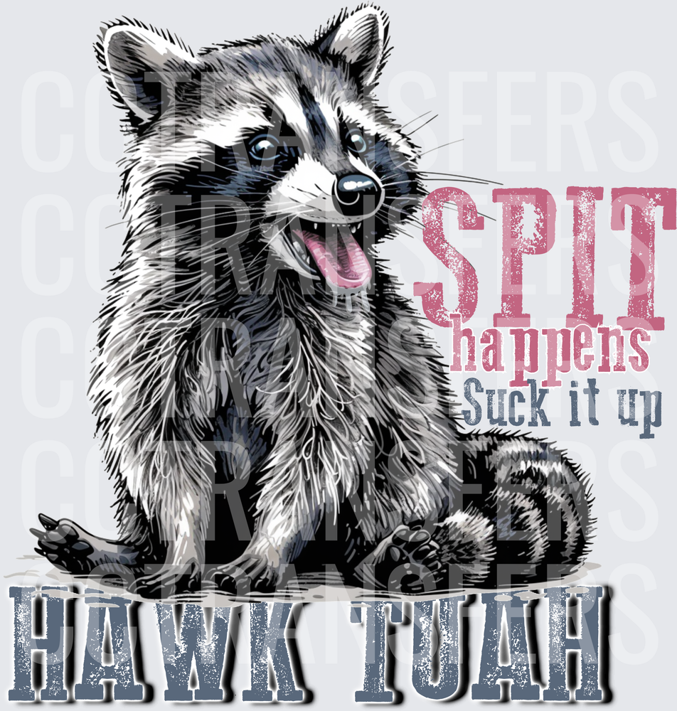 Raccoon Spit Happens Suck It Up Hawk Tuah (DTF)
