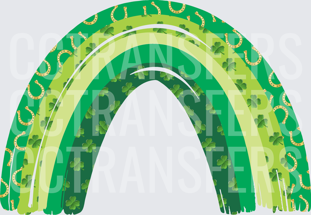 St. Patrick's Day Green Rainbow Shamrocks and Horseshoes (DTF)