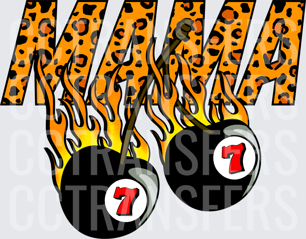 Mama Leopard Print Flaming Lucky 7 Cherry Balls (DTF)
