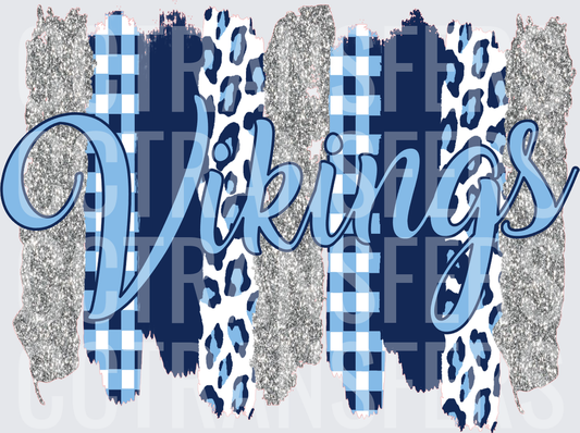Vikings Script Brush Stroke Plaid Leopard Glitter (DTF)