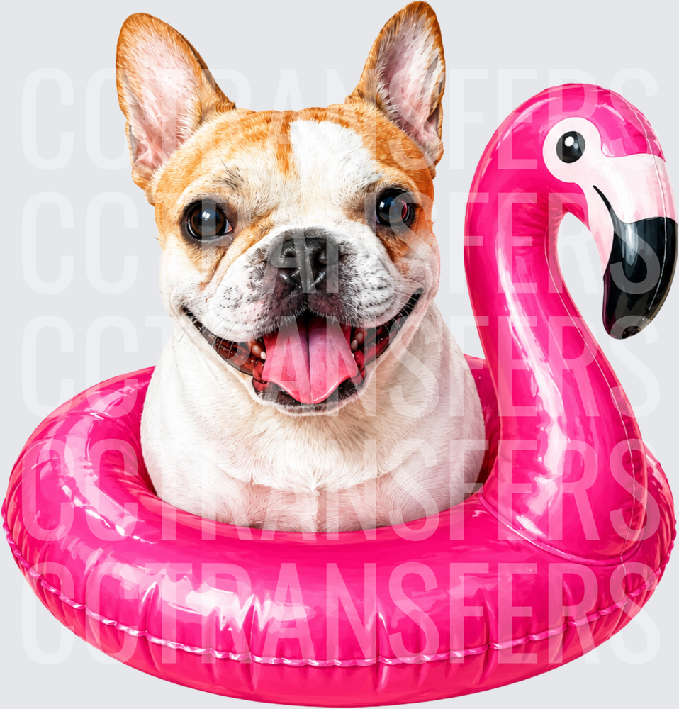 float tan white frenchie