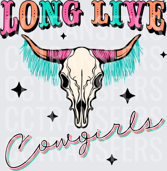Long Live Cowgirls Bull Skull Boho Western (DTF)