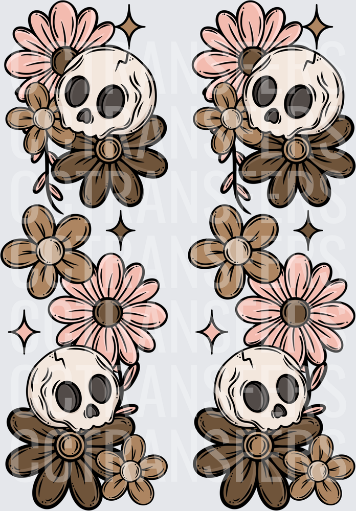 Boho Skull Floral Daisy Cluster Sparkle (DTF)