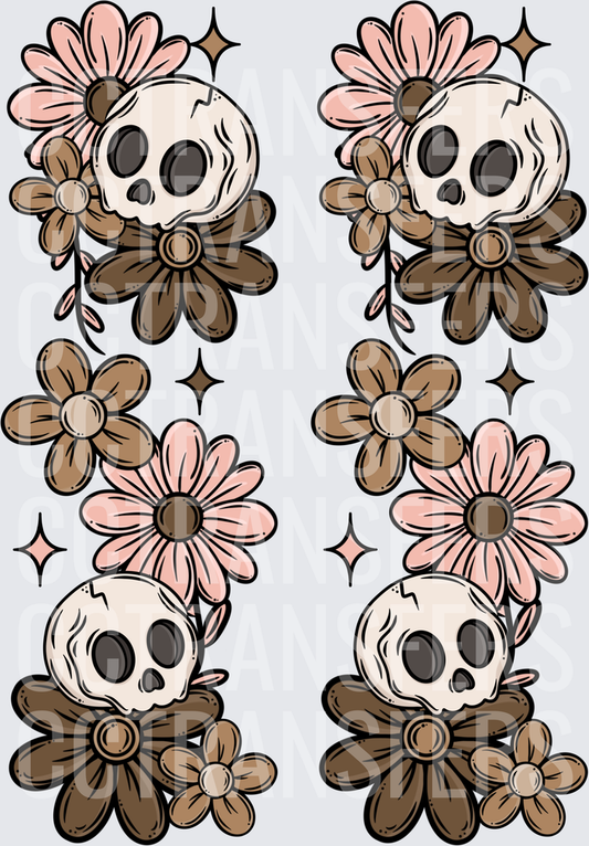 Boho Skull Floral Daisy Cluster Sparkle (DTF)
