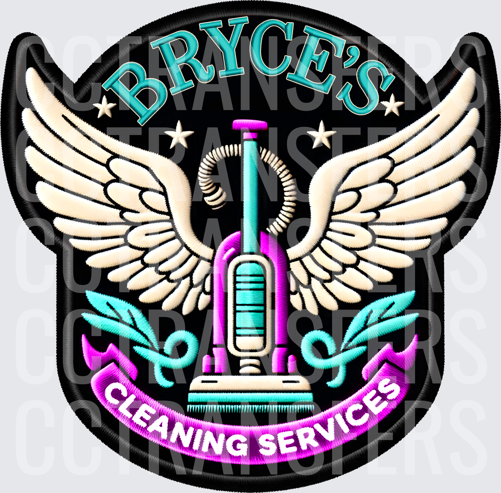 Bryce's Cleaning Services Winged Vacuum Emblem (DTF)