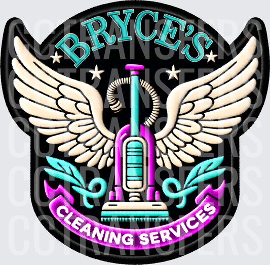 Bryce's Cleaning Services Winged Vacuum Emblem (DTF)