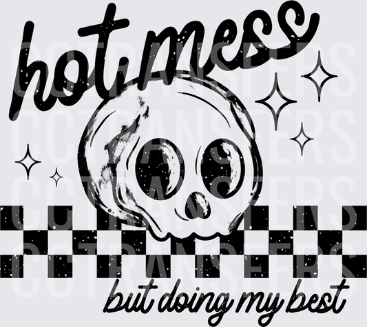 Hot Mess But Doing My Best Skull Checker (DTF)