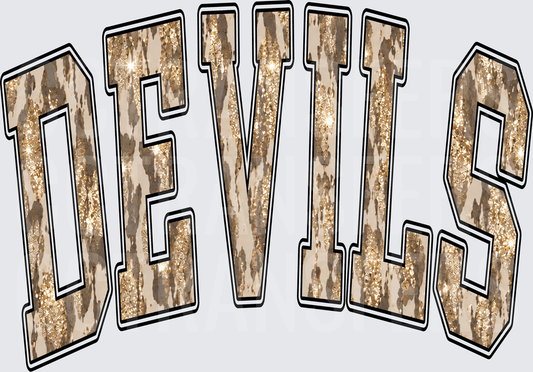 Devils Arched Glitter Cowhide Varsity Letters (DTF)