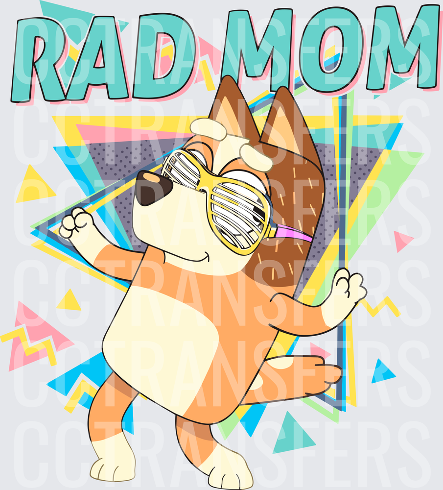 Rad Mom Dancing Cartoon Dog With Shutter Shades (DTF)
