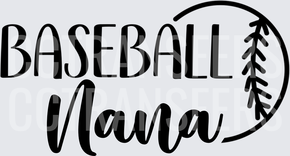 Baseball Nana Script with Ball Stitching Outline (DTF)