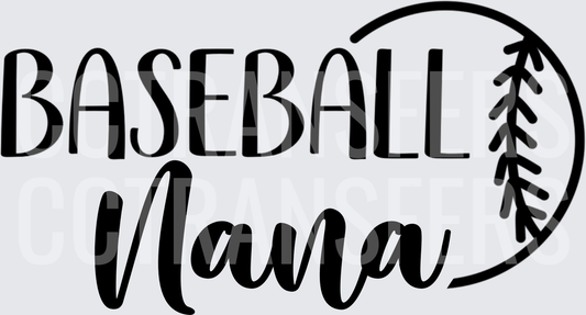 Baseball Nana Script with Ball Stitching Outline (DTF)