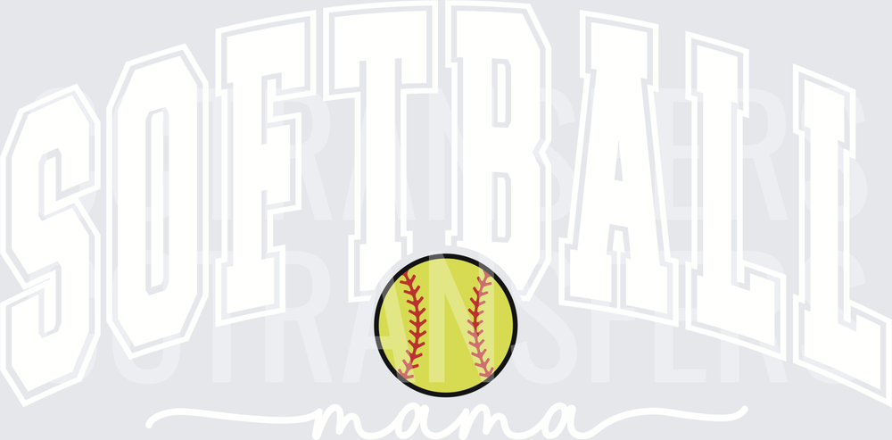 Yellow Softball with Red Stitching Bold Outline (DTF)