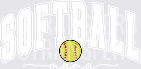 Yellow Softball with Red Stitching Bold Outline (DTF)
